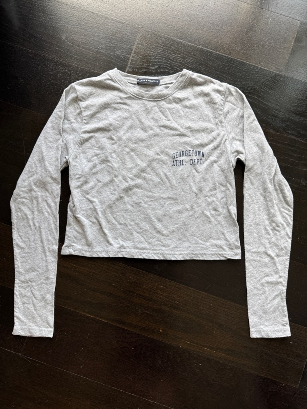 Brandy Melville Cropped Long Sleeve Heather Gray Georgetown top